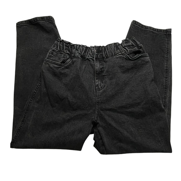 Jones Stores Denim - Jones Stores Slouchy Jeans Women 28 Washed Black Paperbag Stretchy Waist Tapered